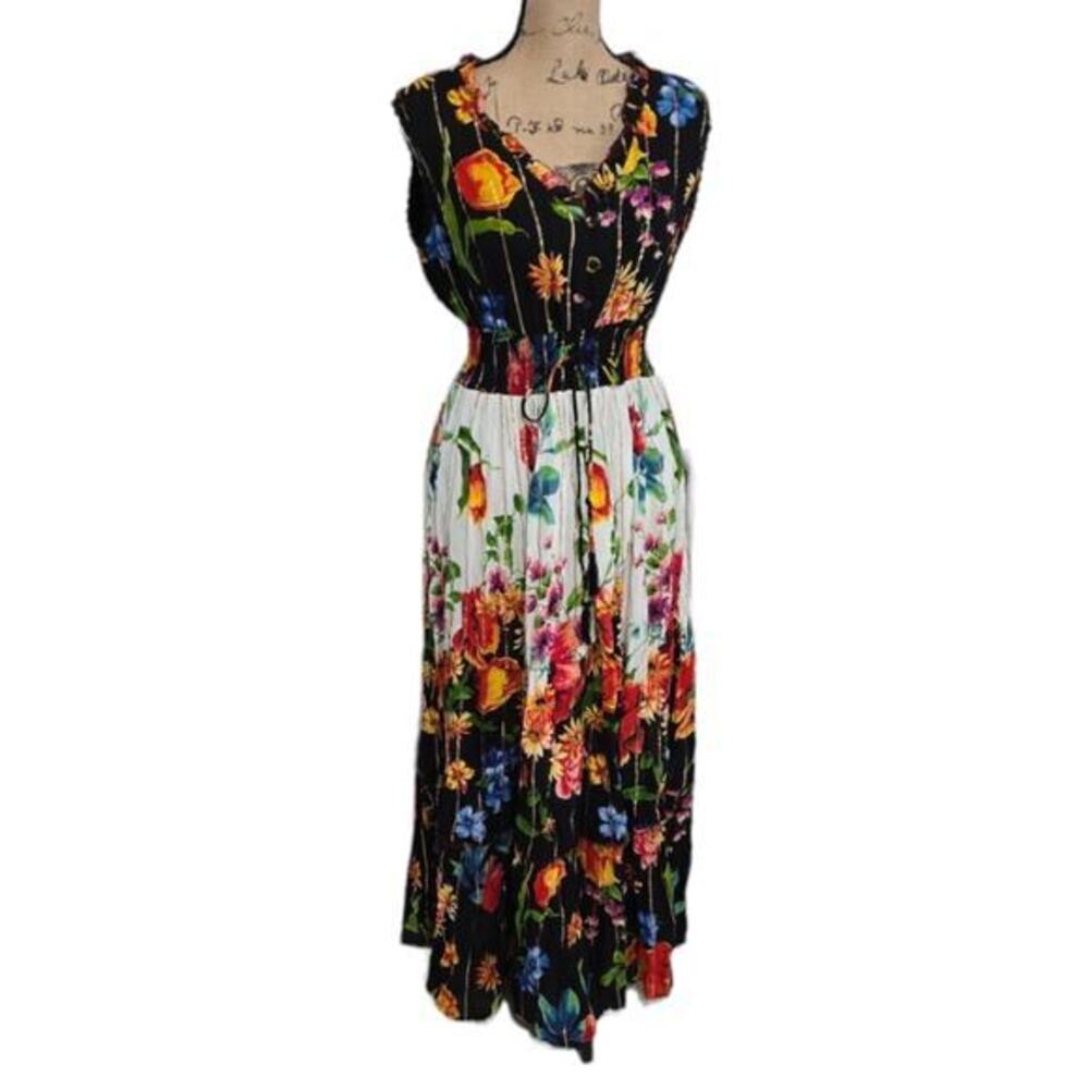 Anthropologie x me 2‎ Magic Floral Tied Waist Patchwork Ombre Maxi Dress New